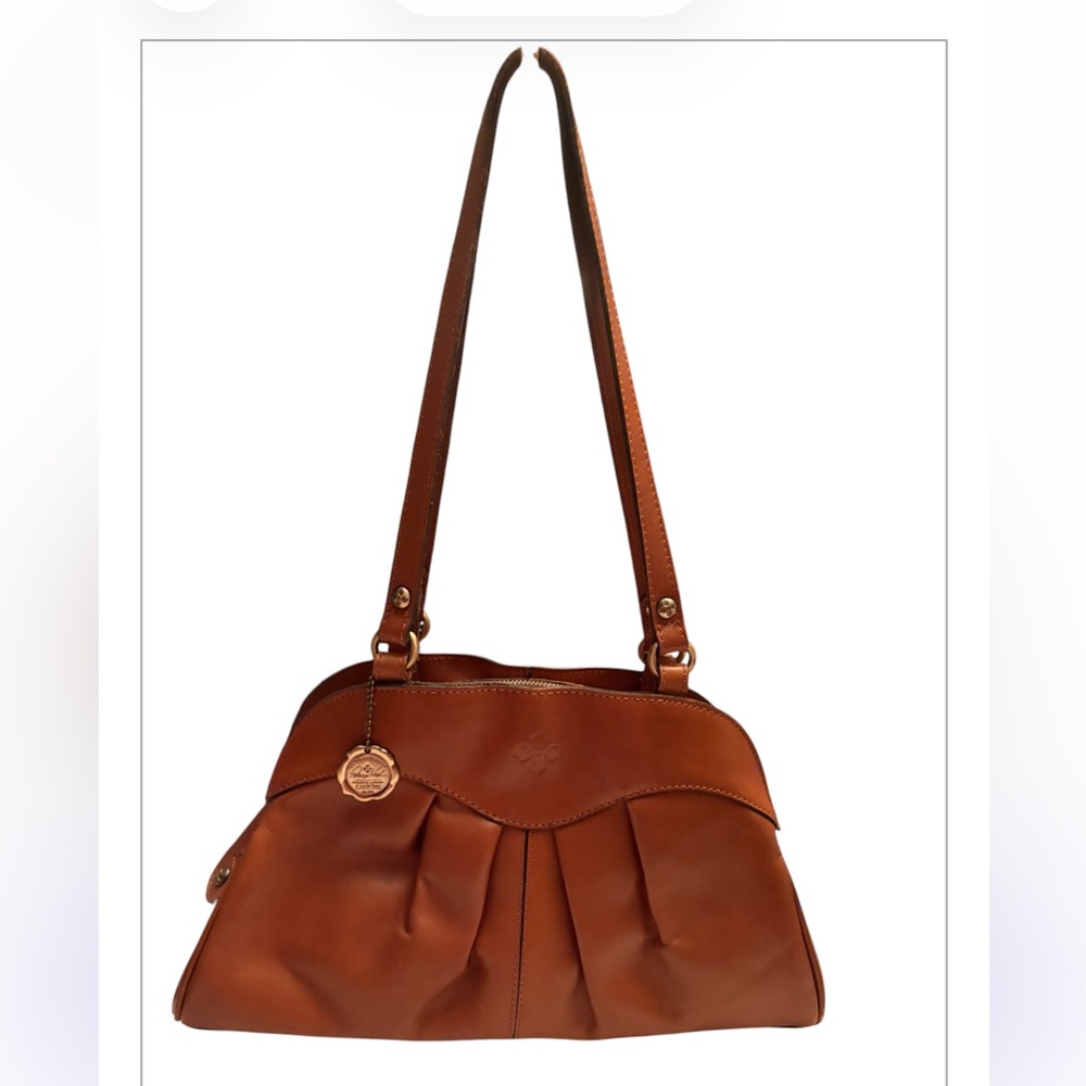 Patricia Nash Macellara Oval Satchel in the color Tan Heritage.